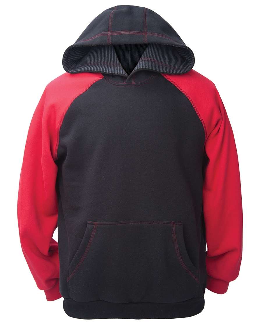 AKWA 1737-CVC Men's Cotton Polyester Fleece Two-Tone Raglan Pullover Hoodie