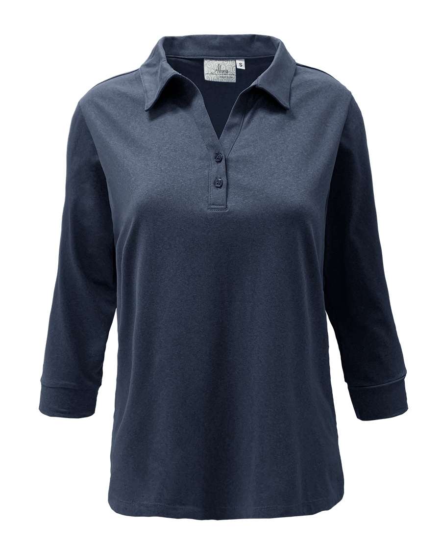 AKWA 301-DSJ Ladies' Sueded Jersey 3/4 Sleeve Polo