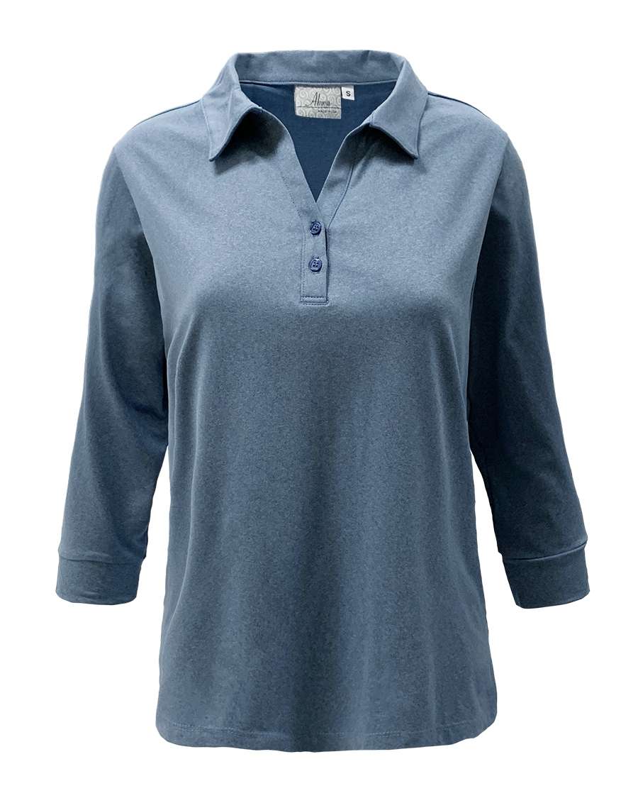 AKWA 301-DSJ Ladies' Sueded Jersey 3/4 Sleeve Polo