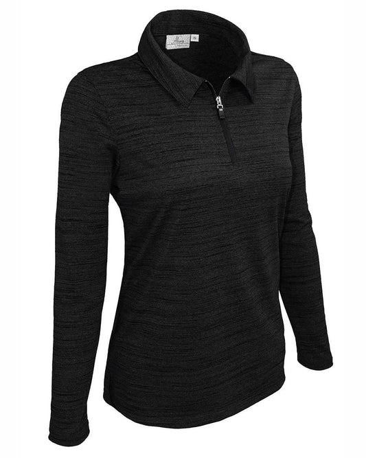 AKWA 480-TSJ Ladies' Tiger Stripe L/S 1/4 Zip Polo