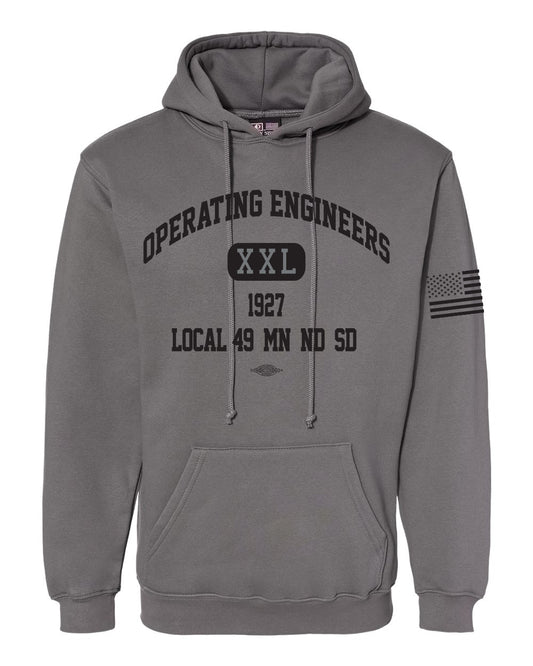 Bayside Adult Pullover Hooded Sweatshirt - Charcoal - IUOE 49 XXL Logo