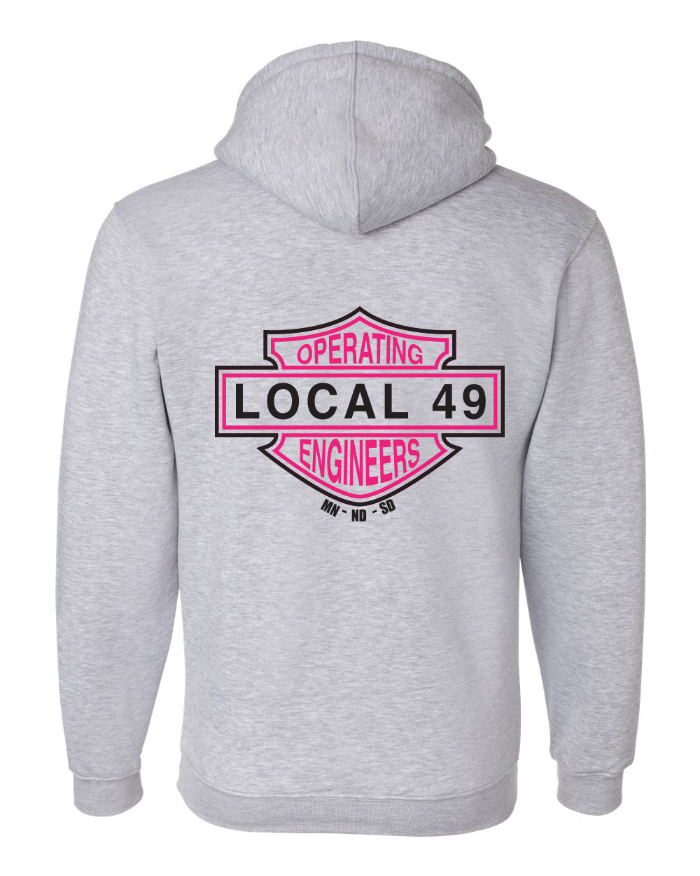 Bayside Adult Pullover Hooded Sweatshirt - Dark Ash - IUOE 49 HD Logo