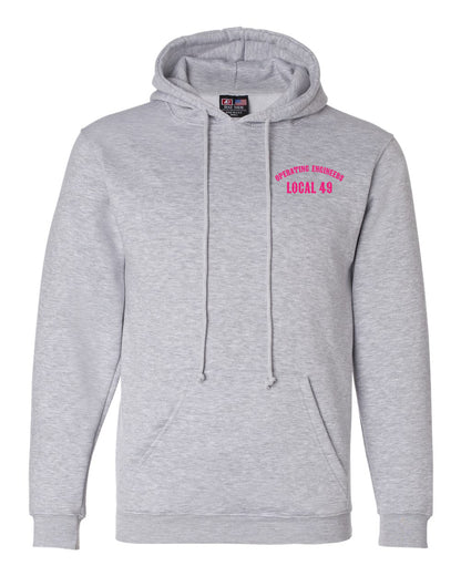 Bayside Adult Pullover Hooded Sweatshirt - Dark Ash - IUOE 49 HD Logo