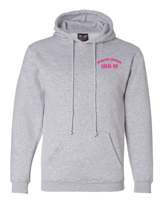 Bayside Adult Pullover Hooded Sweatshirt - Dark Ash - IUOE 49 HD Logo