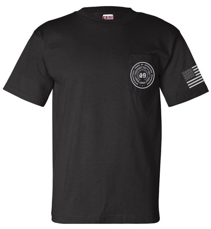 Bayside Unisex Heavyweight Pocket T-Shirt - Black - Wheel IUOE 49